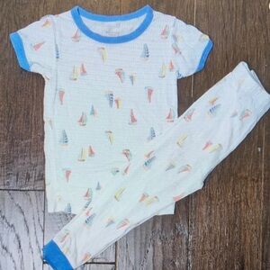 Sailboat Print Kids Pajama Set with Blue Accents